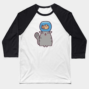 Silly Cartoon Cat With Goldfish Baseball T-Shirt